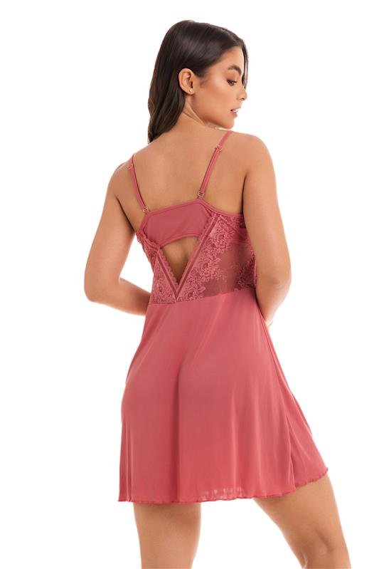 CAMISOLA EM LIGANETE COM RENDA ( ACOMPANHA A CALCINHA )