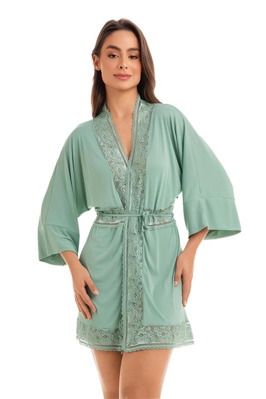 ROBE MANGA ¾ EM LIGANETE COM RENDA